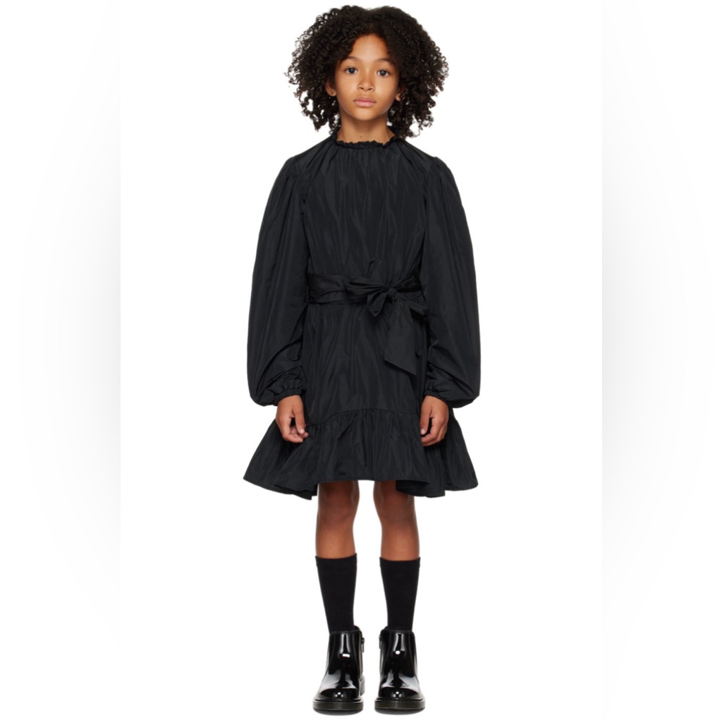 Msgm Kids Black Puff Sleeve Dress